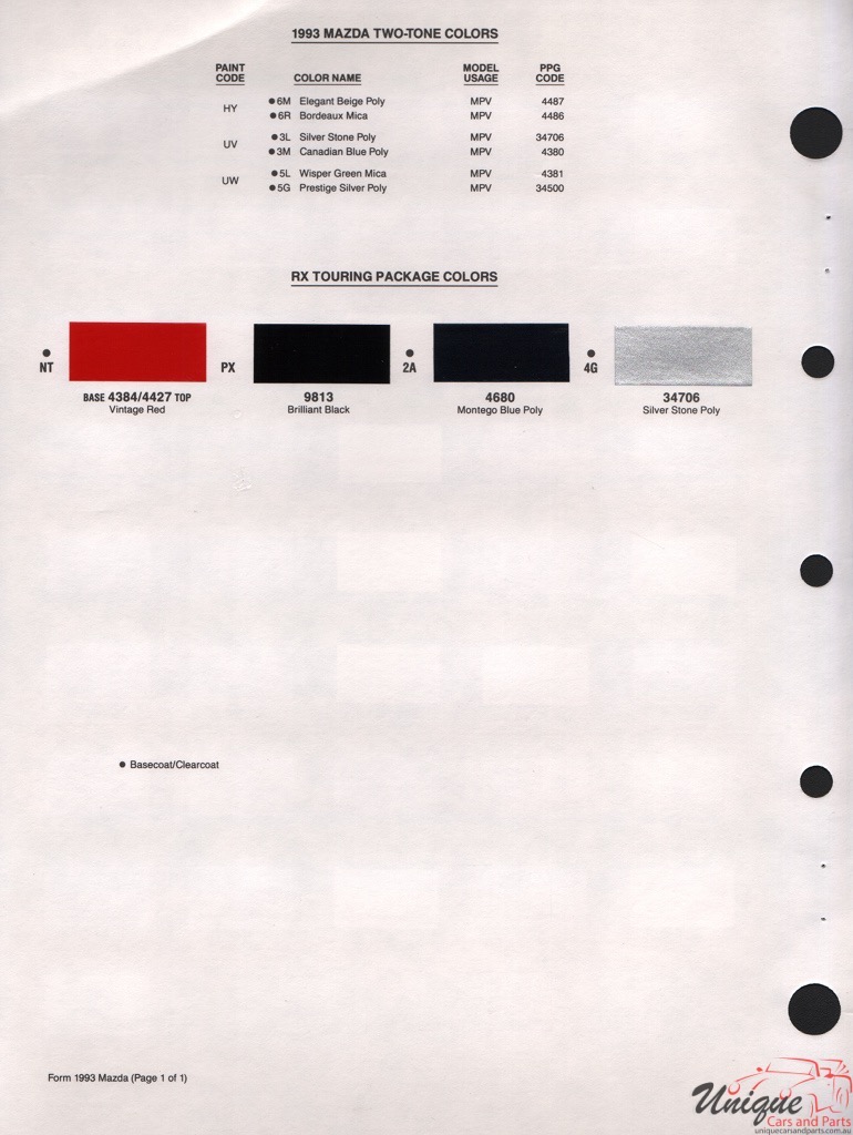 1993 Mazda Paint Charts PPG 2